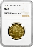 Камерун 2 франка 1925 р., NGC MS65, "Підопічна територія ООН (1924 - 1948)"
