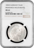 Брауншвейг 1 Брауншвейгский талер 1858 B, NGC MS62, "Вільям (1831 - 1884)"
