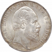 Вюртемберг 1 талер 1871 г., NGC MS63, "Победоносное завершение Франко-прусской войны"