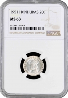 Гондурас 20 сентаво 1951 г., NGC MS63, "Республика Гондурас (1931 - 2019)"