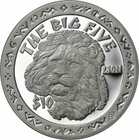 Сьерра-Леоне 10 леоне 2001 г., NGC PF69 UC, "Большая пятерка - Лев'' Top Pop 1/0