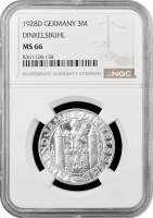 Веймарская Республика 3 рейхсмарки 1928 г., NGC MS66, "1000 лет Динкельсбюлю"