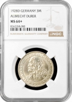 Веймарская Республика 3 рейхсмарки 1928 г., NGC MS64+, "400 лет со дня смерти Альбрехта Дюрера"