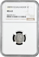 Сальвадор 1 сентаво 1889 H, NGC MS63, "Республіка Ель-Сальвадор (1889 - 1918)"