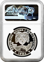 Боснія та Герцеговина 750 динарів 1993 р., NGC PF69 UC, "Тиранозавр Рекс" Top Pop