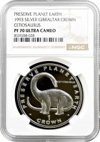 Гібралтар 1 крона 1993 р., NGC PF70 UC, "Зберегти планету Земля - ​​Цетіозавр" Top Pop