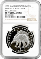 Гібралтар 1 крона 1993, NGC PF70 UC, "Збережемо планету Земля - ​​Стегозавр" Top Pop