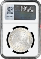 Веймарская Республика 5 рейхсмарок 1930 г. A, NGC MS62, "Полёт дирижабля "Граф Цеппелин"