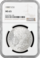 США 1 доллар 1880 г. S, NGC MS65, "Доллар Моргана"