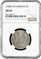 Северное Борнео 1 цент 1938 г. H, NGC MS64, "Британский протекторат (1882 - 1941)"