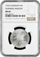 Германия - ФРГ 5 марок 1952 г., NGC MS66, "100 лет Нюрнбергскому музею"