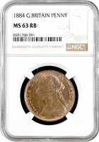 Великобритания 1 пенни 1884 г., NGC MS63 RB, "Королева Виктория (1838 - 1901)"