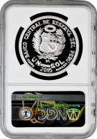 Перу 1 соль 2015 р., NGC PF69 UC, "450 років національному монетному двору" Top Pop