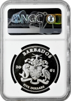 Барбадос 5 доларів 2001 р., NGC PF67 UC, "ЮНІСЕФ - Для дітей світу"