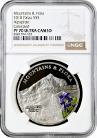 Палау 5 доларів 2010 р., NGC PF70 UC, "Гори та флора - Альпшпітце" Top Pop