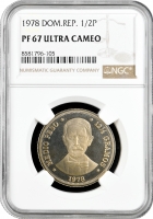 Домінікана 1/2 песо 1978 р., NGC PF67 UC, "Домініканська Республіка (1937 - 2022)"