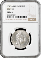 Пруссія 2 марки 1905, NGC MS63, "Король Вільгельм II (1888 - 1918)"