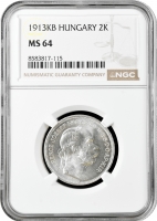 Угорщина 2 крони 1913 KB, NGC MS64, "Імператор Франц Йосип I (1848 - 1916)"