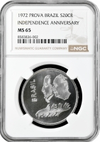 Бразилія 20 крузейро 1972, NGC MS65 PROVA, "Проголошення Незалежності"
