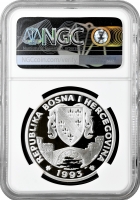 Боснія та Герцеговина 750 динарів 1993 р. PM, NGC PF70 UC, "Олімпіада - Бобслей" Top Pop 1/0