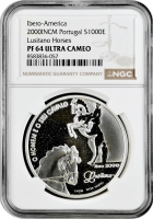 Португалія 1000 ескудо 2000 р., NGC PF64 UC, "Іберо-Америка - Чоловік та його кінь"