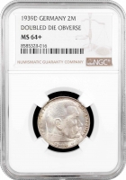 Німеччина - Третій рейх 2 рейхсмарки 1939 р. D, NGC MS6+, "Нацистська Німеччина (1933 - 1945)" Top Pop 1/0