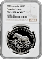 Монголія 500 тугриків 2006 р., NGC PF69 UC, "Зниклі краєвиди - Кінь Пржевальського"
