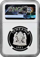 Танзанія 200 шилінгів 1997 р., NGC PF69 UC, "Дика природа Африка - Водяний буйвол"