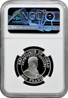 Чад 500 франків 2001 р., NGC PF68 UC, "Африканська фауна - Білий носоріг"