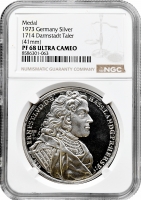 Дармштадт 1 талер 1714 (1973), NGC PF67 UC RESTRIKE, "Ландграфство (1754 - 1807)"
