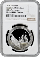 Аруба 5 флоринів 2015 р., NGC PF69 UC, "200 років Королівству Нідерланди" Top Pop
