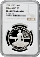Гаїті 50 гурдів 1977 р., NGC PF68 UC, "Права людини"