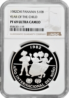 Панама 10 бальбоа 1982 CHI, NGC PF69 U, "Міжнародний рік дітей"