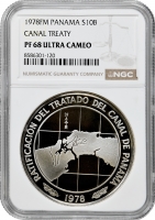 Панама 10 бальбоа 1978 FM, NGC PF68 UC, "Ратифікація Договору про Панамський канал"