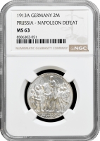 Пруссія 2 марки 1913 р. A, NGC MS63, "Поразка Наполеона"