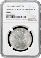 Шварцбург-Зондерсгаузен 3 марки 1909 р. A, NGC MS62, "Смерть Карла Гюнтера"