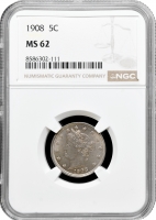 США 5 центів 1908, NGC MS62, "Liberty Nickel"