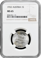 Австрія 1 шилінг 1932, NGC MS65, "Перша Республіка (Шилінг) (1925 - 1938)"