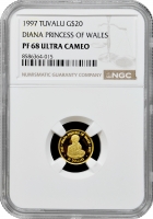 Тувалу 20 доларів 1997 р., NGC PF68 UC, "Смерть принцеси Діани" золото