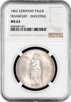 Франкфурт 1 талер 1862 р., NGC MS63, "Німецький стрілецький фестиваль"