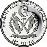 Західна Сахара 500 песет 1994 р., NGC PF68 UC, "Доісторичні тварини - Камаразавр" Top Pop