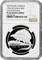 В'єтнам 100 донгів 1994 р., NGC PF69 UC, "Доісторичні тварини - Едафозавр" Top Pop