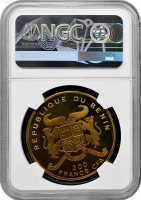 Бенін 200 франків 1994 р., NGC PR67 UC, "Доісторичні тварини - Тиранозавр" Pop 1/1