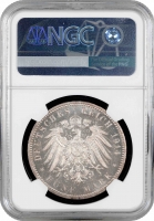 Ангальт-Дессау 5 марок 1914 р. A, NGC MS63, "25 років весіллі Фрідріха II та Марії Баденської"