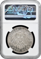 Ангальт-Дессау 5 марок 1914 р. A, NGC MS63, "25 років весіллі Фрідріха II та Марії Баденської"