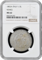 Венеція 1 1/2 ліри 1802 A, NGC MS62, "Австрійська окупація (1798 - 1802)"