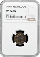 Албанія 5 кіндар 1926 R, NGC MS66 BN, "Королівство Албанія (1925 - 1938)"