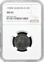 Албанія 0.10 лек 1940 R, NGC MS65, "Італійська окупація (1939 - 1943)"