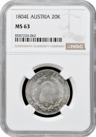 Австрія 20 крейцерів 1804 E, NGC MS63, "Імператор Франциск II (1792 - 1806)" Pop 1/1