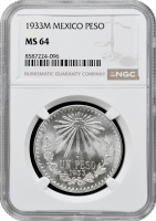 Мексика 1 песо 1933 р. Mo, NGC MS64, "Мексиканські Сполучені Штати (1905 - 1969)"